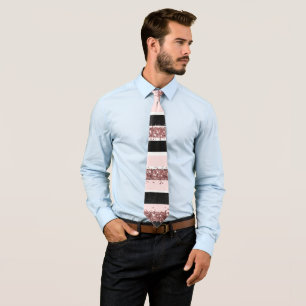 Cravate Fille Rose or rose noir Parties scintillant rayure
