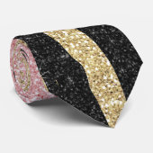 Cravate Fille Rose Parties scintillant or étincelles Black (Roulé)