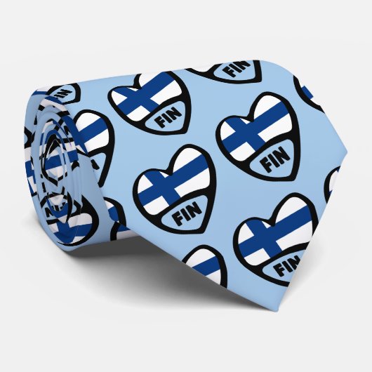 Cravate Finlande Code Pays Drapeau Insigne Coeur Pin, FIN (Roulé)