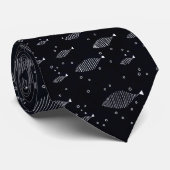Cravate fish design black and white (Roulé)