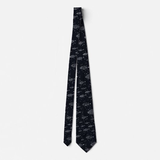 Cravate fish design black and white (Dos)