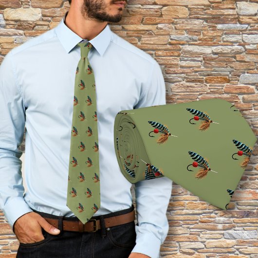 Cravate Fishing Flies Freshwater Fisherman Neck Tie