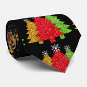 Cravate Flacon de neige de l'arbre de Noël rouge étincelan (Roulé)