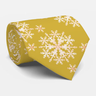 Cravate Flacons de neige blanc moutarde