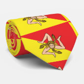 Cravate Flag of Sicily Trinacria Yellow & Red (Roulé)