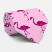 Cravate Flamant flamand scintillant motif rose pâle (Roulé)
