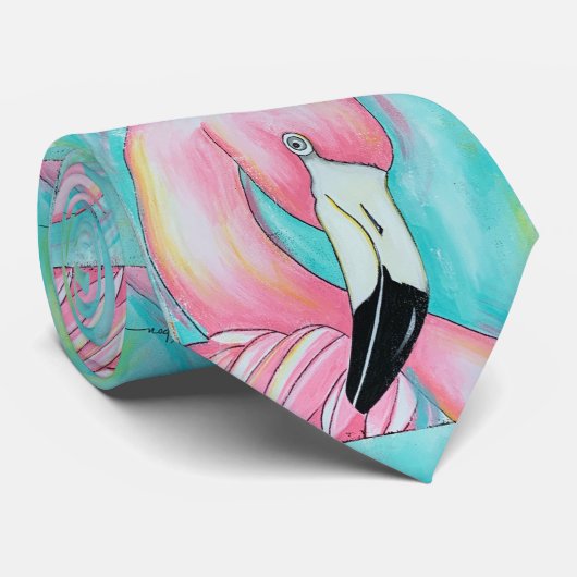 Cravate flamant rose (Roulé)