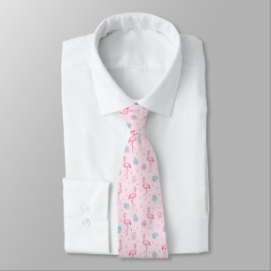 Cravate Flamant rose de Pâques mignon et Motif d'oeufs pei