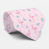 Cravate Flamant rose de Pâques mignon et Motif d'oeufs pei (Roulé)