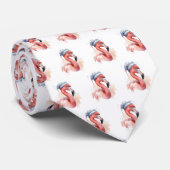Cravate Flamant rose père Noël Snowbird (Roulé)