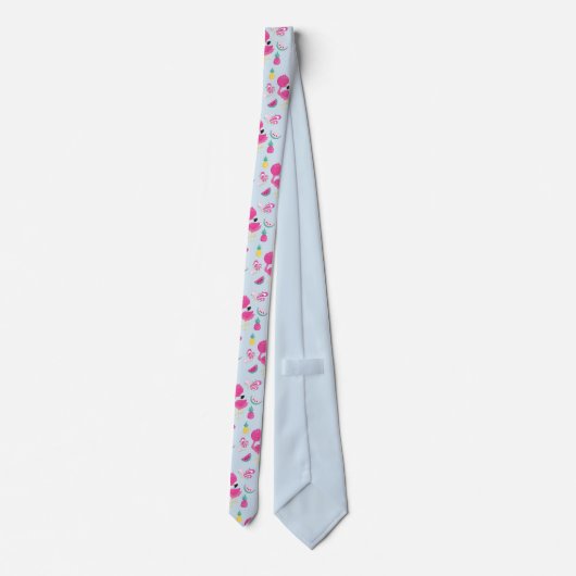 Cravate Flamant rose rose avec pastèque et ananas (Dos)