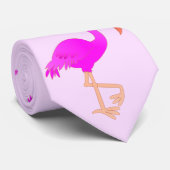 Cravate Flamant rose rose Bonne fête (Roulé)