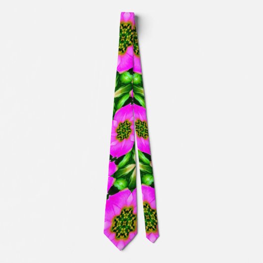 Cravate Flamant rose rose Fleurs Motif (Devant)