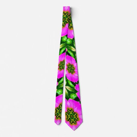 Cravate Flamant rose rose Fleurs Motif (Dos)