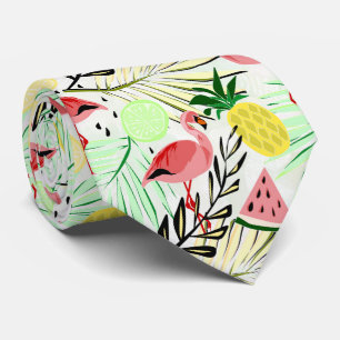 Cravate Flamant rose rose, fruits