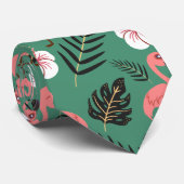 Cravate Flamant rose rose motif transparent sur arrière -  (Roulé)