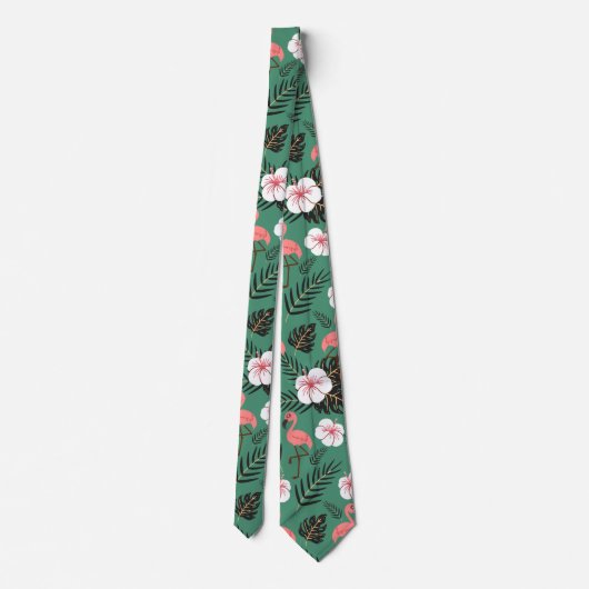 Cravate Flamant rose rose motif transparent sur arrière - (Dos)