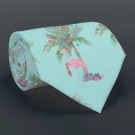 Cravate Flamant rose turquoise à Santa Hat avec Palm Tree<br><div class="desc">Présentation de la collection "Flamant rose Turquoise de Noël", où la joie des fêtes rencontre les vibrations tropicales ! Ce design unique est orné d'un flamant enrobé d'un chapeau de Père Noël, debout fièrement à côté d'un palmier orné de lumières festives, le tout contre un arrière - plan turquoise rafraîchissant....</div>