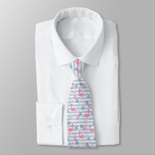 Cravate Flamant rose Whimsical et Motif ananas (Attaché)