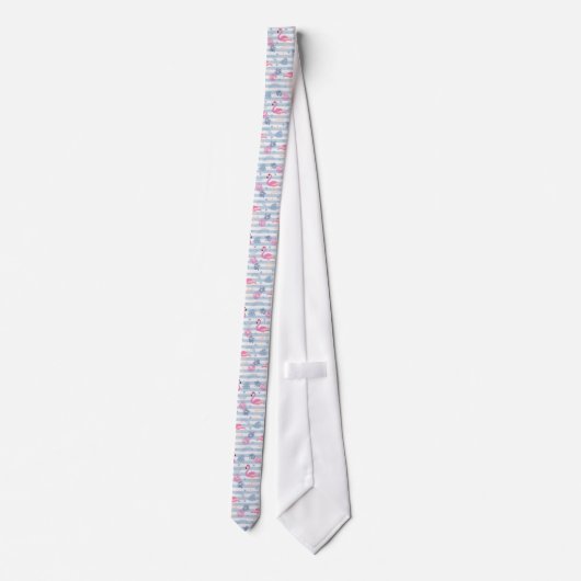 Cravate Flamant rose Whimsical et Motif ananas (Dos)
