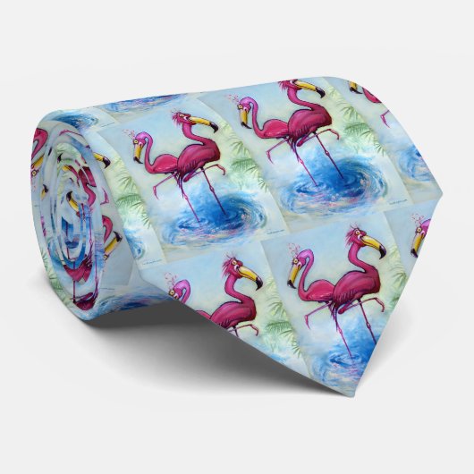 Cravate Flamants roses (Roulé)