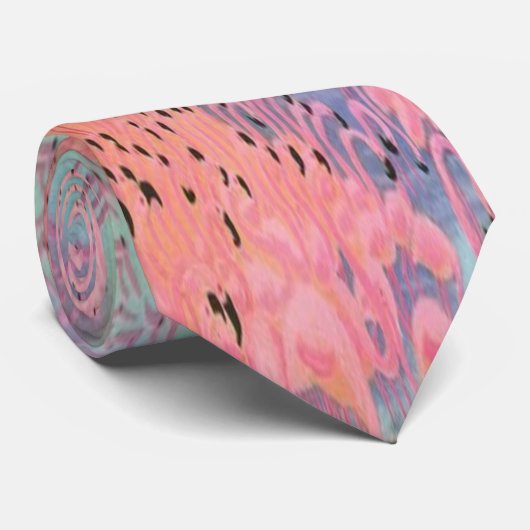 Cravate Flamants roses d'o de troupeau (Roulé)