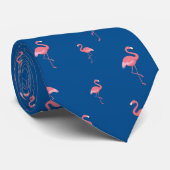 Cravate flamants roses motif sur lapis bleu (Roulé)