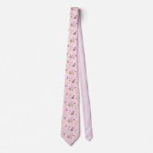 Cravate Flamants Roses Rétro Points et Diamants sur Fond R (Devant)