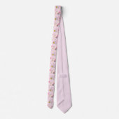 Cravate Flamants Roses Rétro Points et Diamants sur Fond R (Dos)