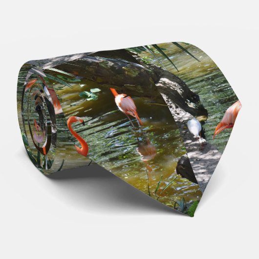 Cravate Flamants roses roses (Roulé)