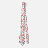 Cravate Flamants roses roses et fruits tropicaux (Devant)