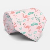 Cravate Flamants roses roses Green Palm Feuille Tropical H (Roulé)