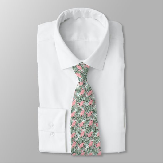 Cravate Flamants roses roses mignons Palm Leafs Motif d'ar (Attaché)