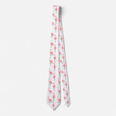 Cravate Flamants roses Roses Sur Blanc (Devant)