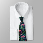 Cravate Flamants roses roses Tropical Jungle Motif (Attaché)
