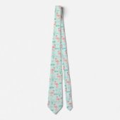 Cravate Flamants roses Vert rose Oiseaux tropicaux Hommes (Devant)