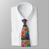 Cravate Flamboyant Neck Tie | Rainbow Flowers Faux Glitter (Attaché)