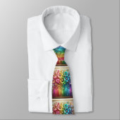 Cravate Flamboyant Neck Tie | Rainbow Flowers Faux Glitter (Attaché)