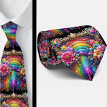 Cravate Flamboyant Neck Tie | Rainbow Flowers Faux Glitter<br><div class="desc">Make an unforgettable entrance with this Flamboyant Rainbow Flowers Neck Tie, a vibrant celebration of color, confidence, and expressive style. Bursting with richly saturated rainbow hues and bold floral detail, this design transforms a classic accessory into a true statement piece. The dynamic blend of bright petal, gemstone diamonds and flowing...</div>