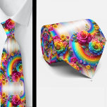 Cravate Flamboyant Neck Tie | Rainbow Flowers Faux Glitter<br><div class="desc">Make an unforgettable entrance with this Flamboyant Rainbow Flowers Neck Tie, a vibrant celebration of color, confidence, and expressive style. Bursting with richly saturated rainbow hues and bold floral detail, this design transforms a classic accessory into a true statement piece. The dynamic blend of bright petal, gemstone diamonds and flowing...</div>
