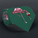 Cravate Flamingo rose Motif Vin Boisson Verte Nouveauté<br><div class="desc">Pink Flamingo Pattern Vin Boisson Drôle cravate de nouveauté.</div>