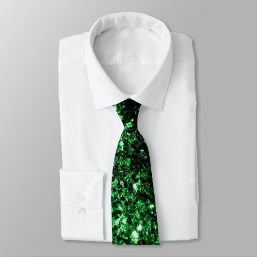 Cravate Flamme de parties scintillant vert foncé (Attaché)