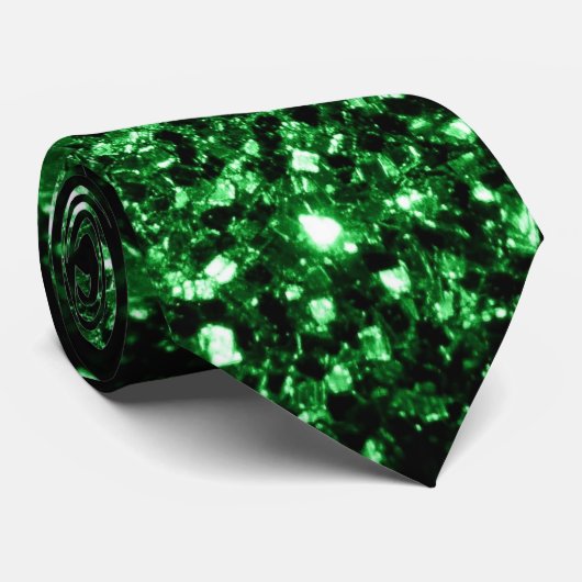 Cravate Flamme de parties scintillant vert foncé (Roulé)