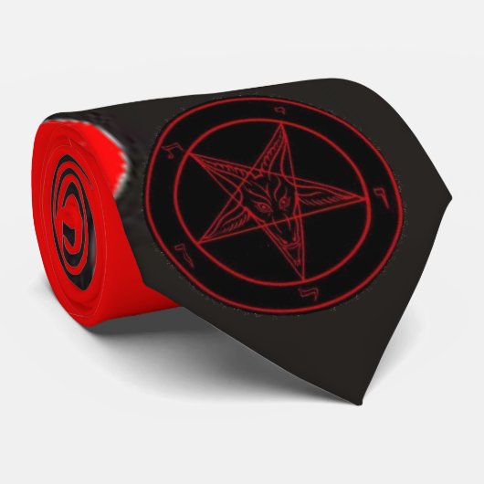 Cravate Flamme noire (Baphomet rouge) (Roulé)