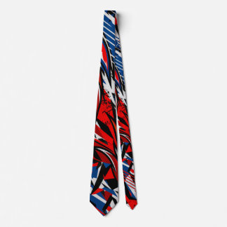 Cravate Flammes abstraites de course Rouge Bleu Noir