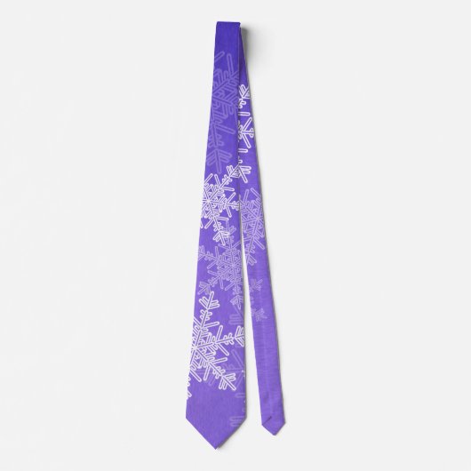 Cravate Flammes de neige blanc Indigo Noël minimaliste (Devant)