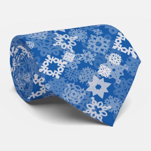 Cravate Flammes de neige en papier et étoiles sur indigo a (Roulé)