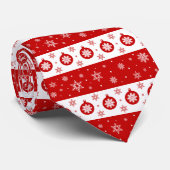 Cravate Flammes de neige et balles de Noël blanc et rouge (Roulé)