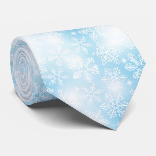 Cravate Flammes de neige et lumières bleues (Roulé)