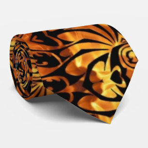 Cravate flammes totem tribal hawaiien tropical tatouage